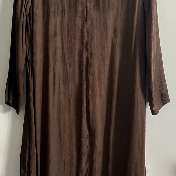 Zanzea A-line Asymmetrical Long Maxi Dress Brown and Beige Size  4 - Picture 2 of 8